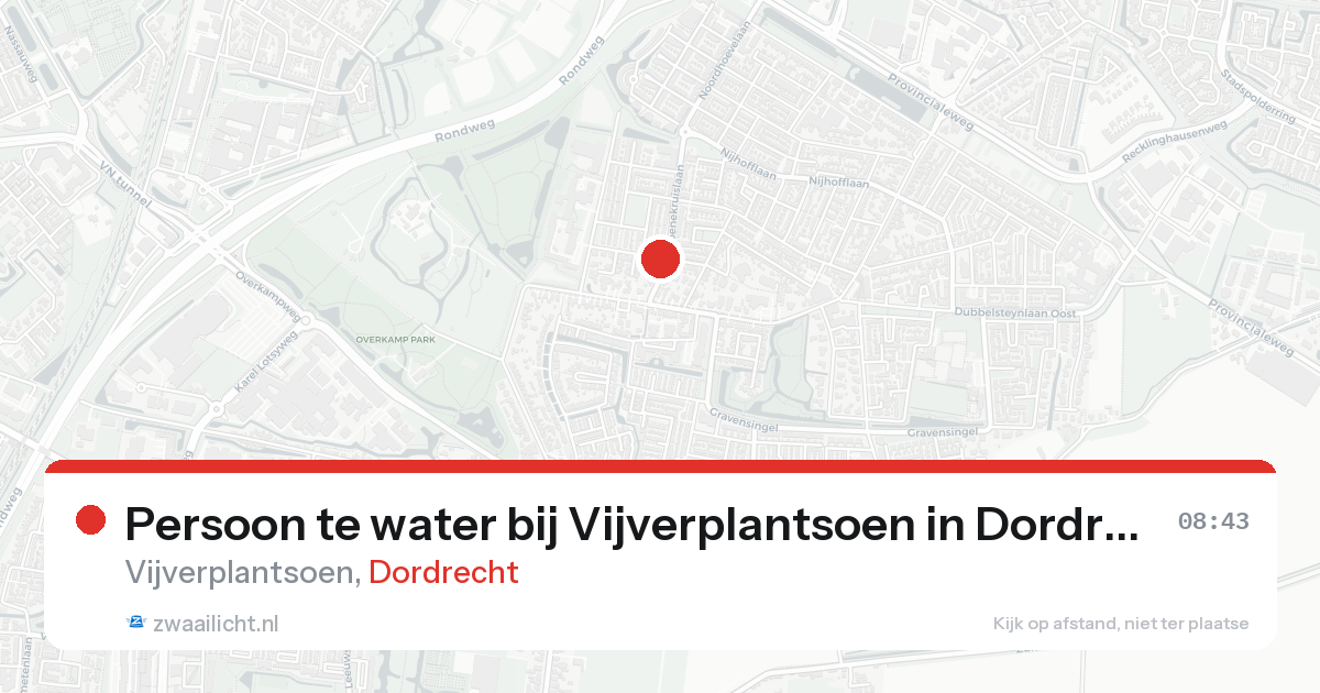 Persoon te water bij Vijverplantsoen in Dordrecht — 21 aug 2026