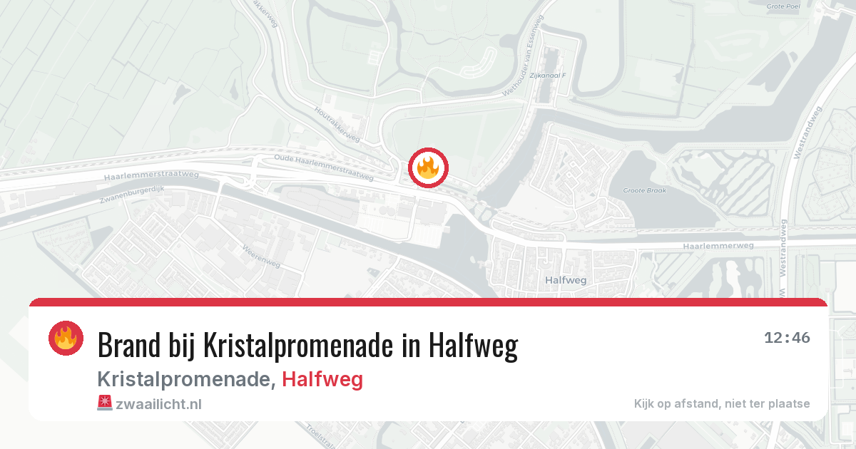 Brand bij Kristalpromenade in Halfweg — 1 aug 2026