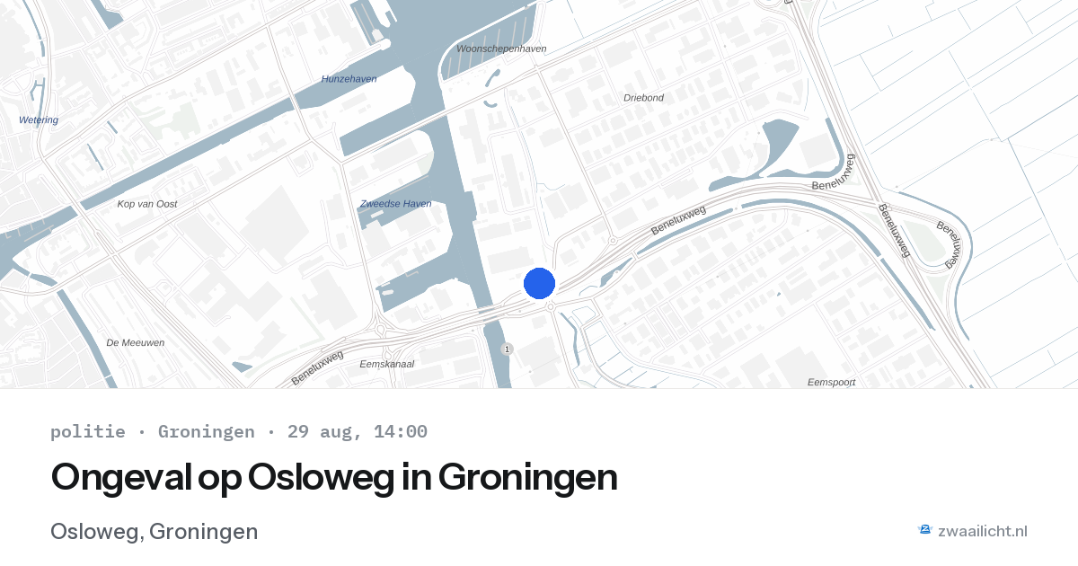 Ongeval op Osloweg in Groningen — 29 aug 2026