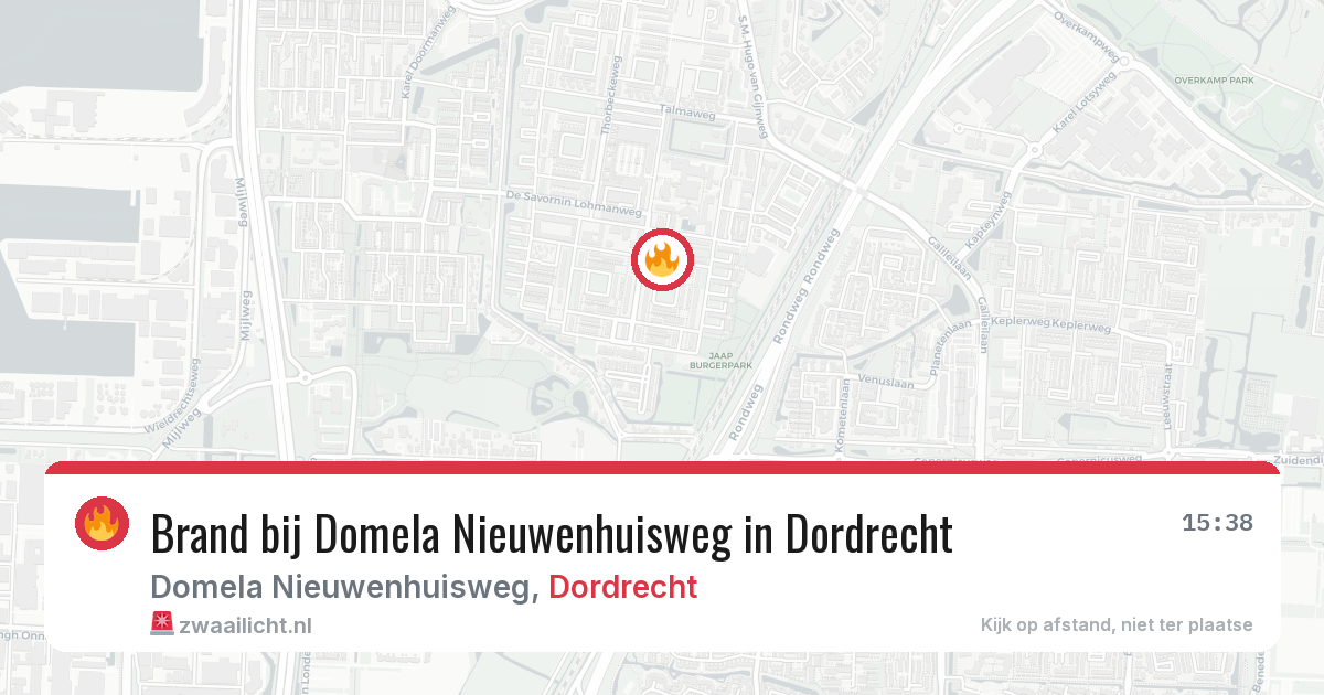 Brand bij Domela Nieuwenhuisweg in Dordrecht — 29 jun 2026