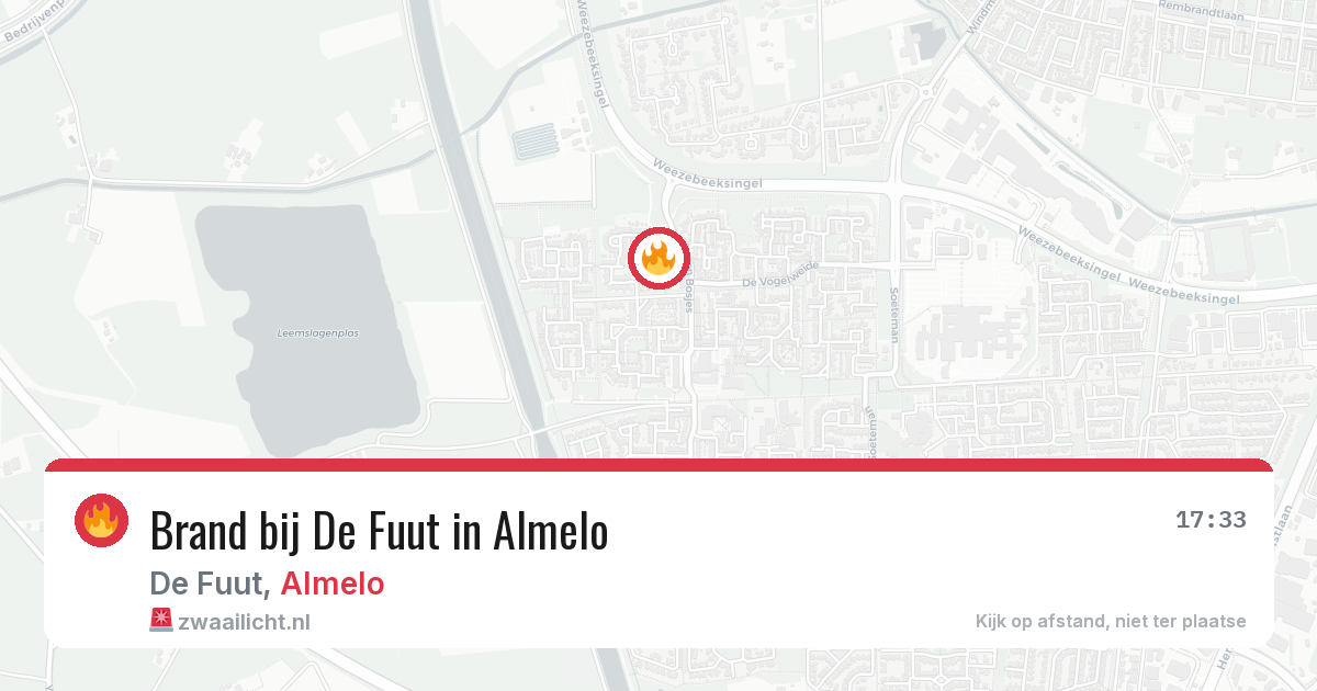 Brand bij De Fuut in Almelo — 18 jun 2026