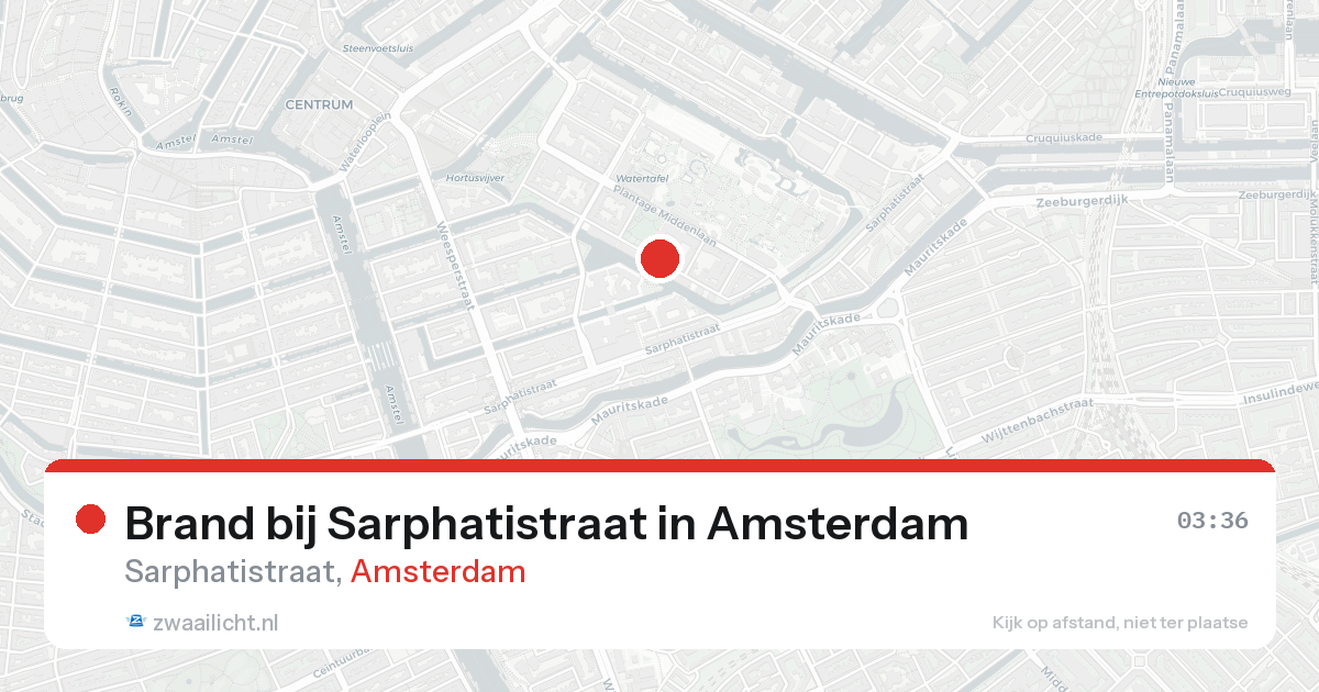 Brand bij Sarphatistraat in Amsterdam — 16 aug 2026