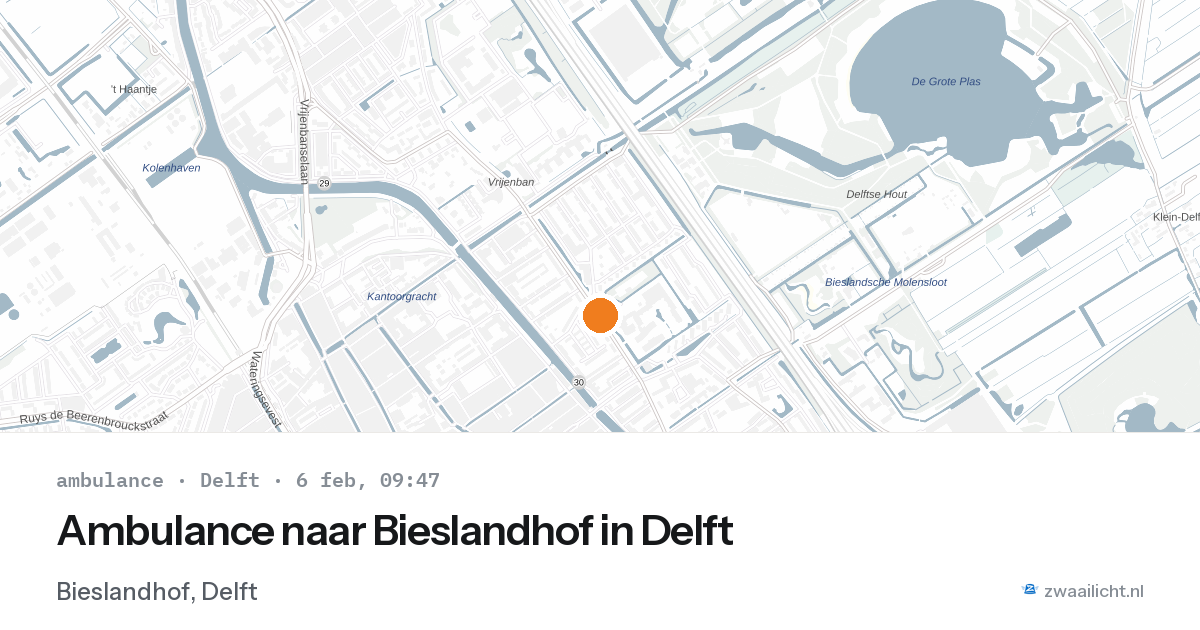 Ambulance naar Bieslandhof in Delft — 6 feb 2026