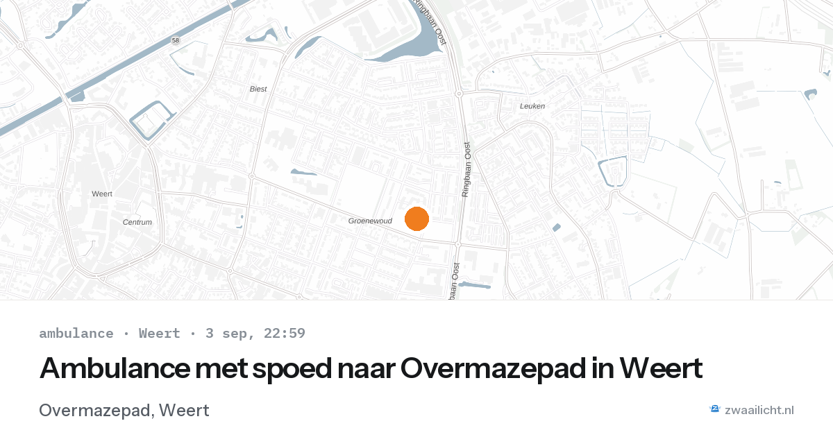 Ambulance met spoed naar Overmazepad in Weert — 3 sep 2026