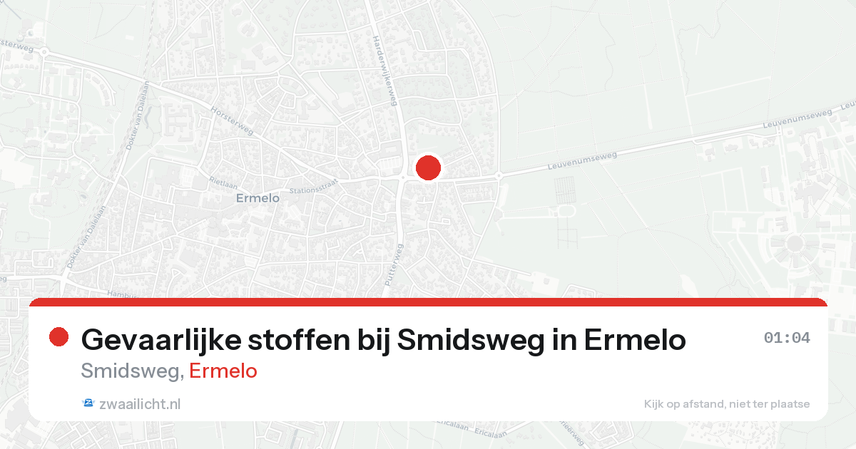 Gevaarlijke stoffen bij Smidsweg in Ermelo — 16 aug 2026