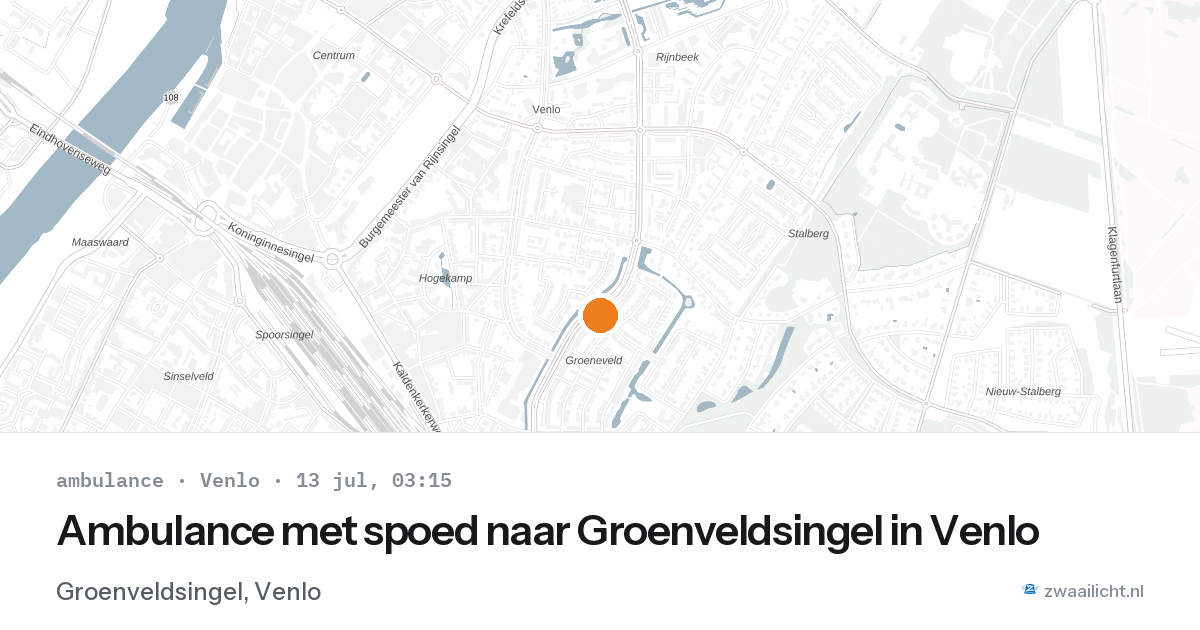 Ambulance met spoed naar Groenveldsingel in Venlo — 13 jul 2026