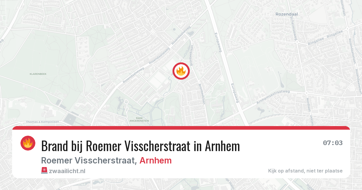 Brand bij Roemer Visscherstraat in Arnhem — 24 jul 2026