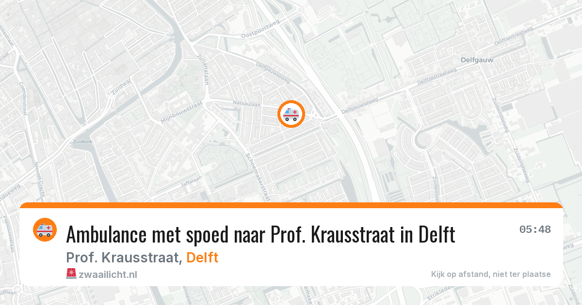 Ambulance met spoed naar Prof. Krausstraat in Delft — 9 apr 2026