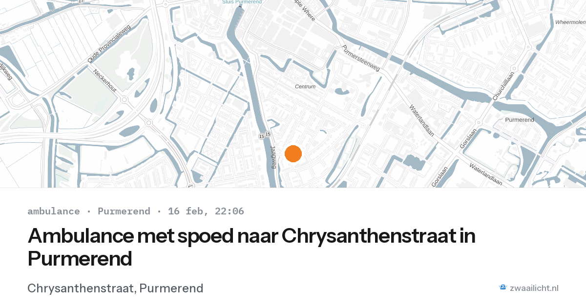 Ambulance met spoed naar Chrysanthenstraat in Purmerend — 16 feb 2026