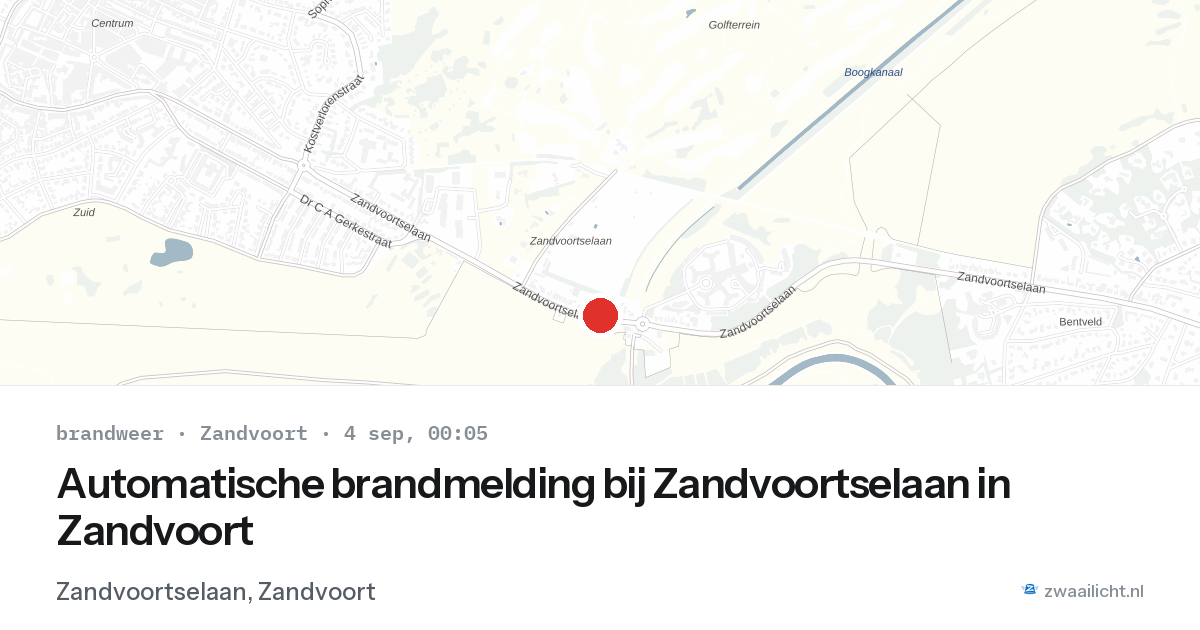 Automatische brandmelding bij Zandvoortselaan in Zandvoort — 3 sep 2026