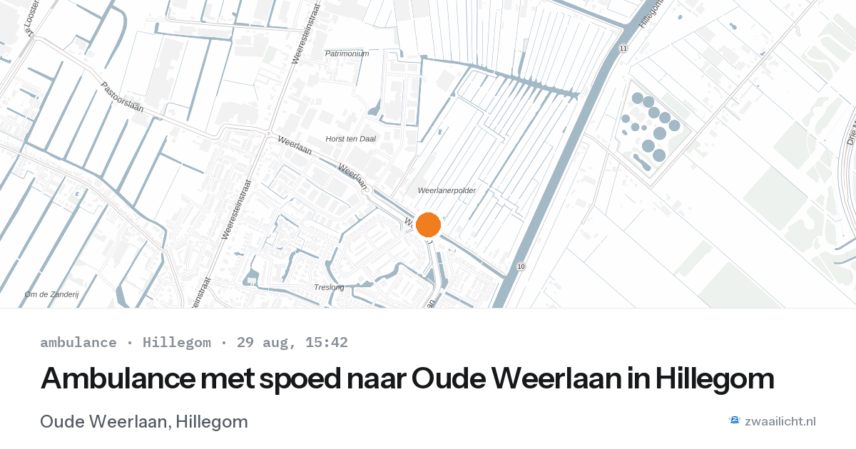 Ambulance met spoed naar Oude Weerlaan in Hillegom — 29 aug 2026
