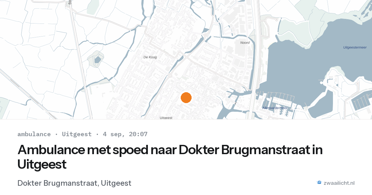 Ambulance met spoed naar Dokter Brugmanstraat in Uitgeest — 4 sep 2026