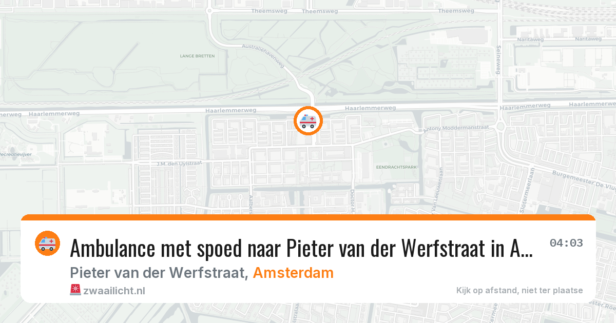 Ambulance met spoed naar Pieter van der Werfstraat in Amsterdam — 25 mrt 2026
