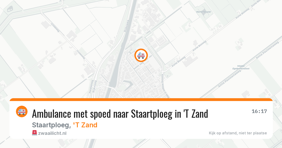 Ambulance met spoed naar Staartploeg in 'T Zand — 27 mrt 2026