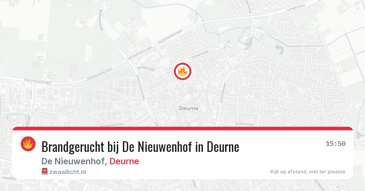 Brandgerucht bij De Nieuwenhof in Deurne — 5 jul 2026