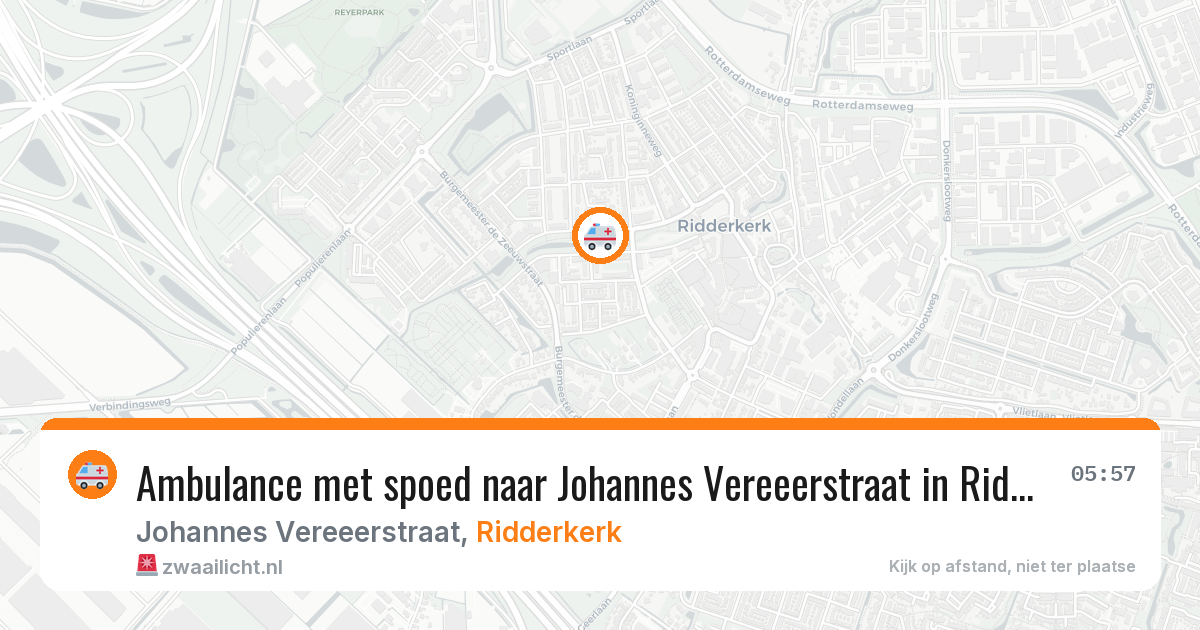 Ambulance met spoed naar Johannes Vereeerstraat in Ridderkerk — 1 jul 2026