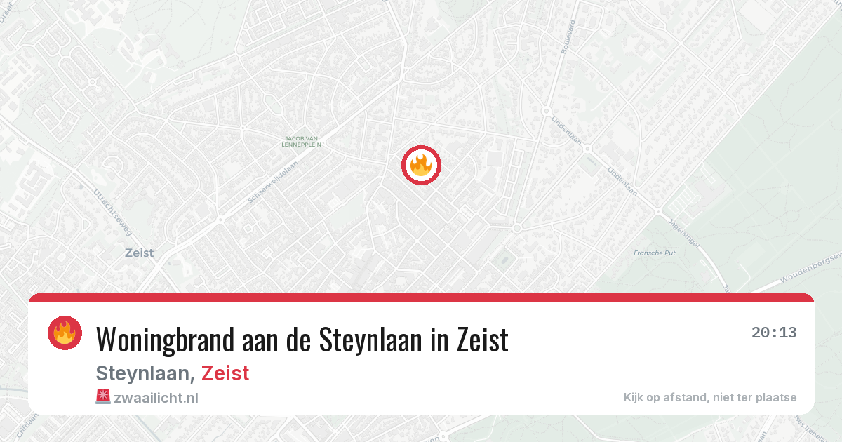 Woningbrand aan de Steynlaan in Zeist — 26 jul 2026