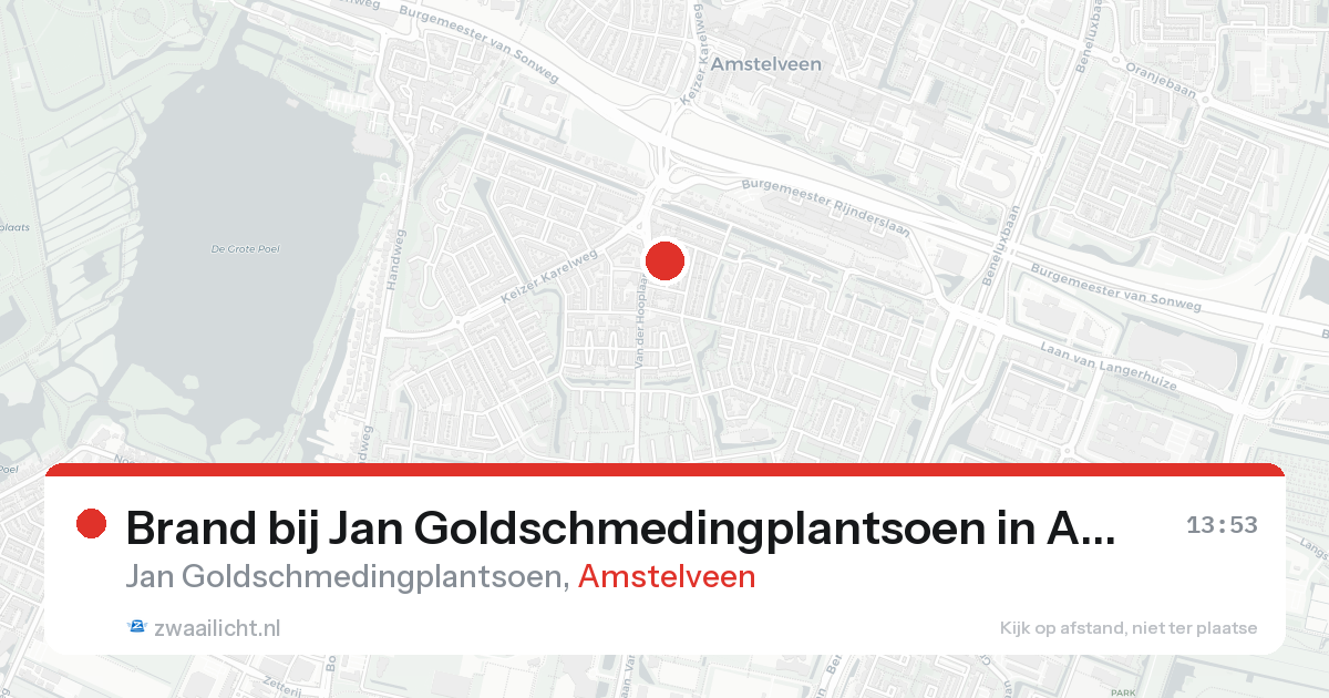 Brand bij Jan Goldschmedingplantsoen in Amstelveen — 22 jul 2026
