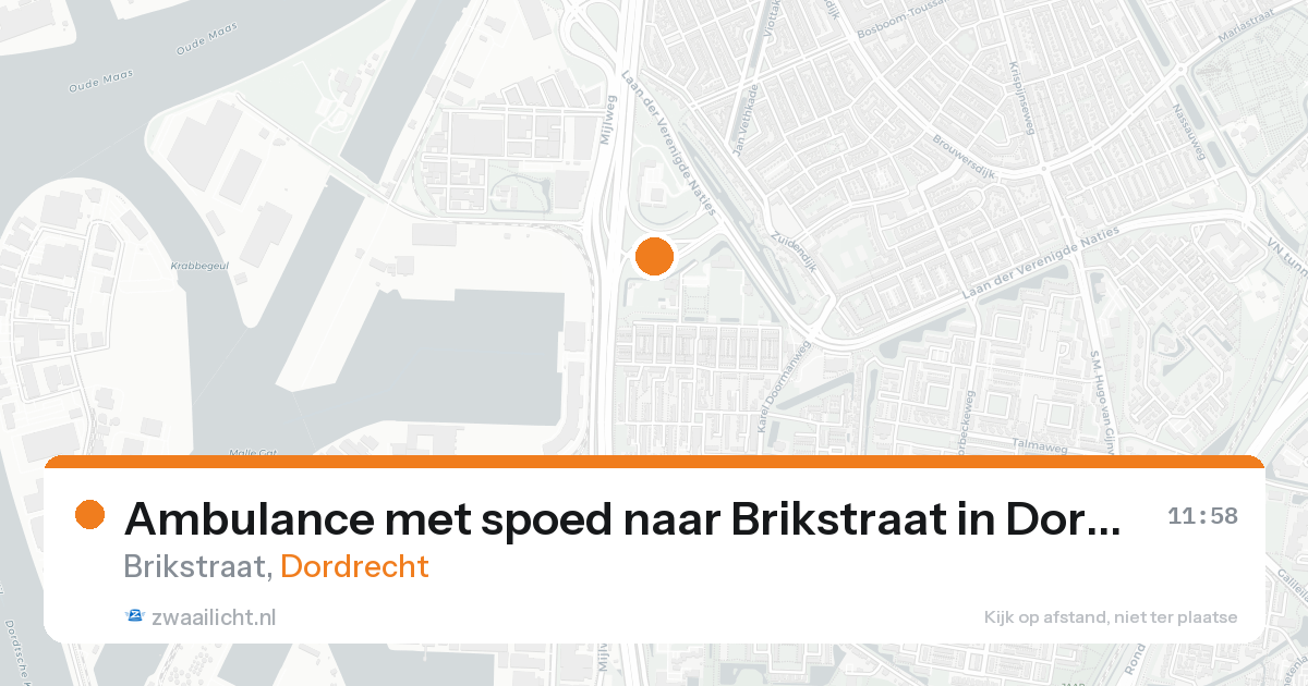Ambulance met spoed naar Brikstraat in Dordrecht — 18 aug 2026
