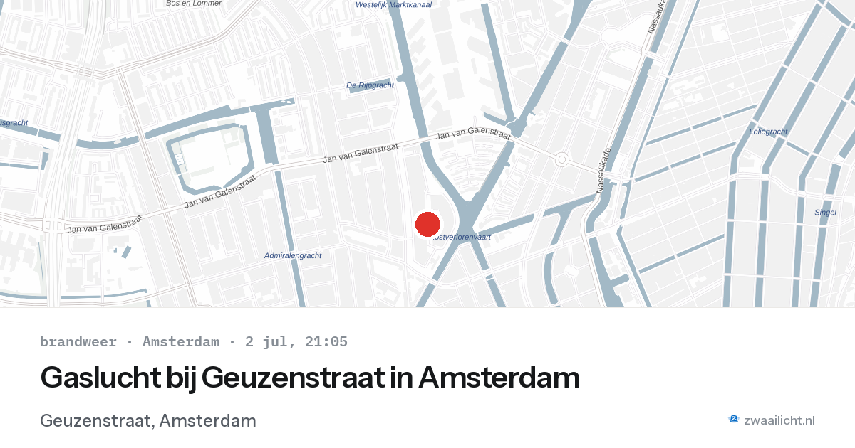Gaslucht bij Geuzenstraat in Amsterdam — 2 jul 2026