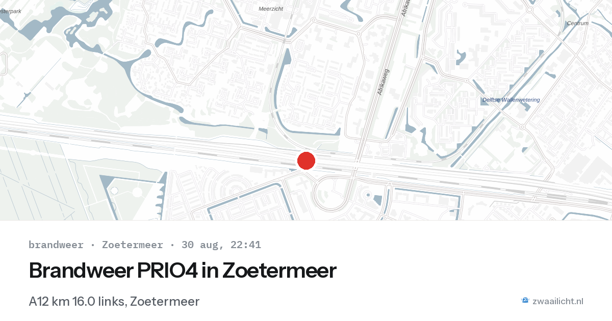 Brandweer PRIO4 in Zoetermeer — 30 aug 2026 | 🚨 Zwaailicht.nl