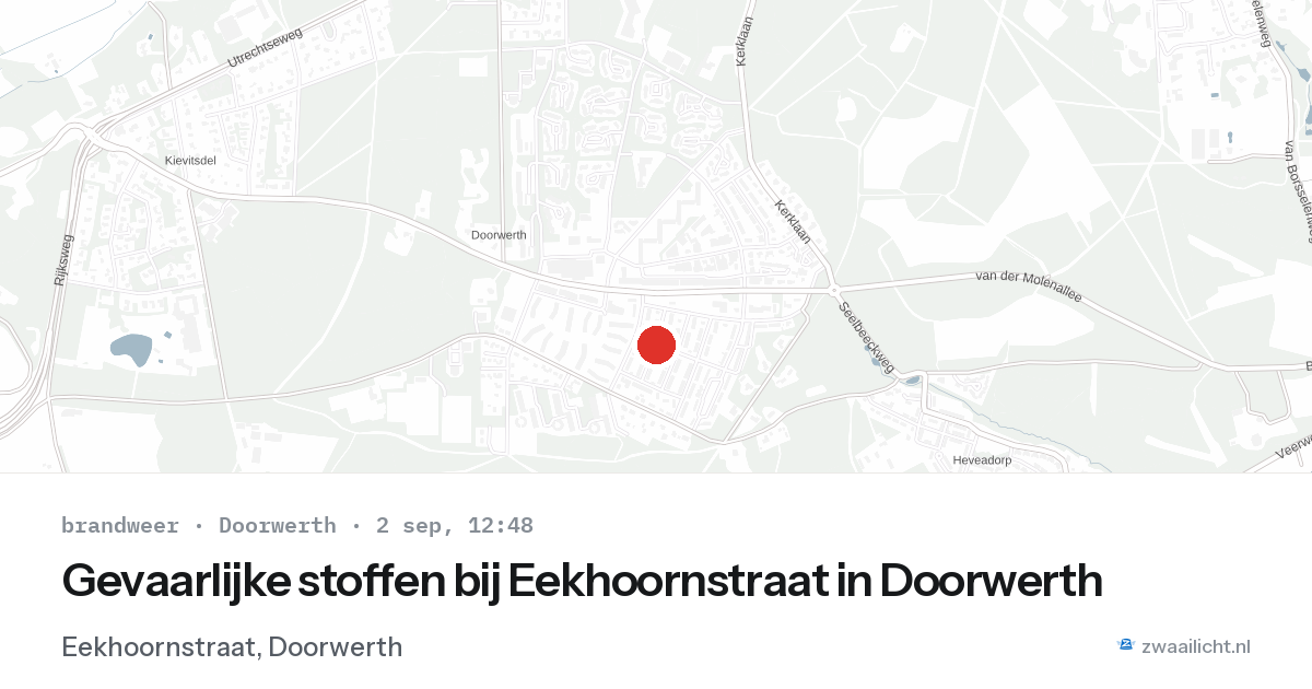 Gevaarlijke stoffen bij Eekhoornstraat in Doorwerth — 2 sep 2026