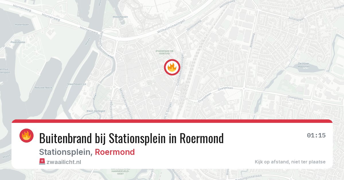 Buitenbrand bij Stationsplein in Roermond — 17 mei 2026