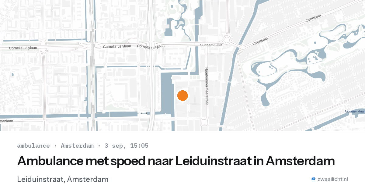 Ambulance met spoed naar Leiduinstraat in Amsterdam — 3 sep 2026