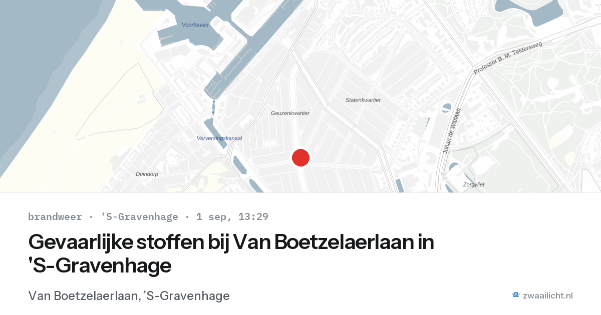 Gevaarlijke stoffen bij Van Boetzelaerlaan in 'S-Gravenhage — 1 sep 2026