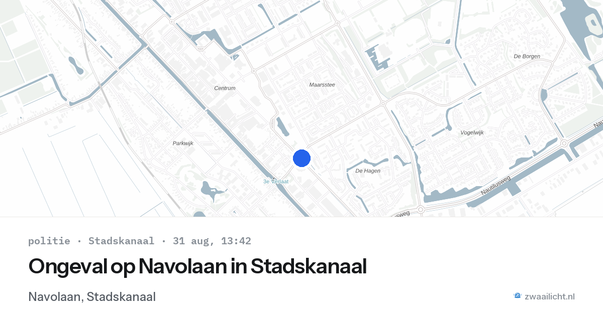 Ongeval op Navolaan in Stadskanaal — 31 aug 2026