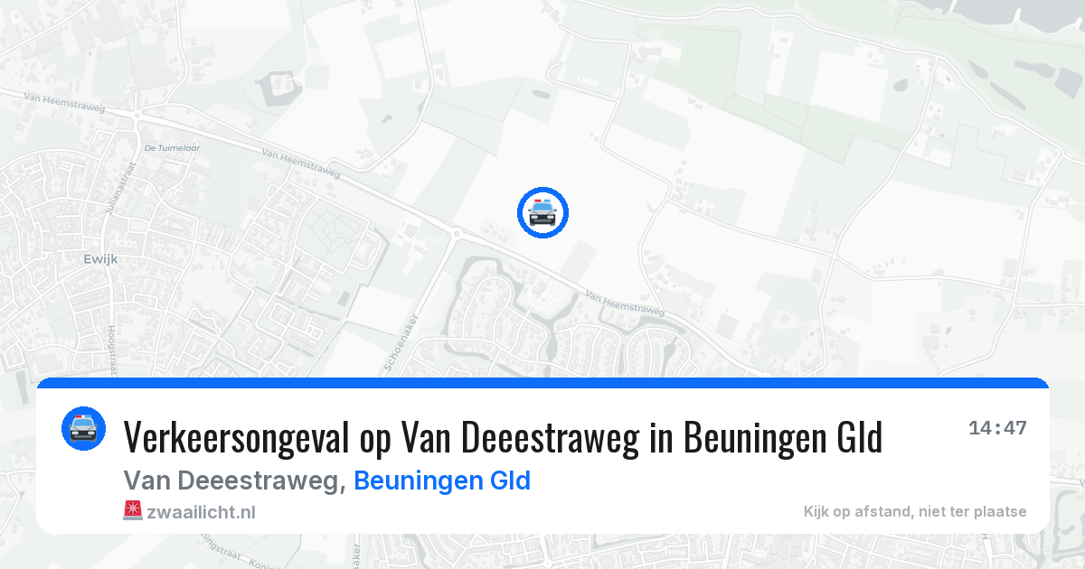 Verkeersongeval op Van Deeestraweg in Beuningen Gld — 1 jul 2026