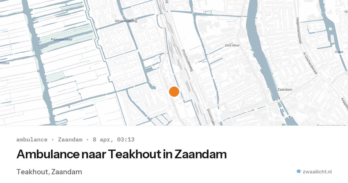 Ambulance naar Teakhout in Zaandam — 8 apr 2026