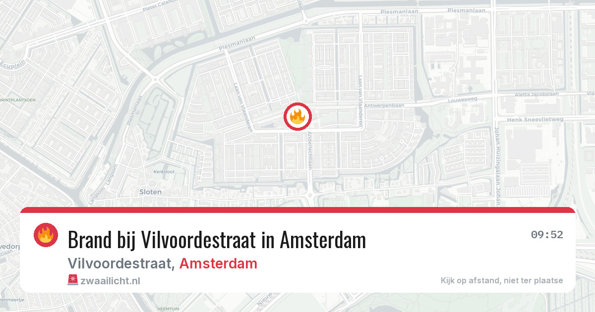 Brand bij Vilvoordestraat in Amsterdam — 31 jul 2026