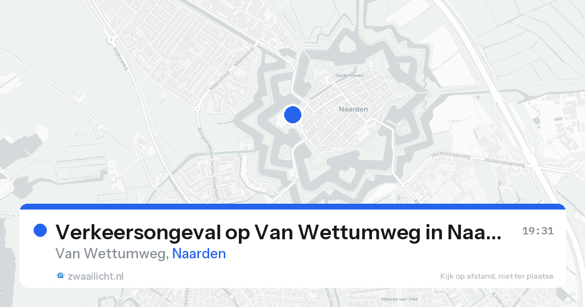 Verkeersongeval op Van Wettumweg in Naarden — 19 aug 2026
