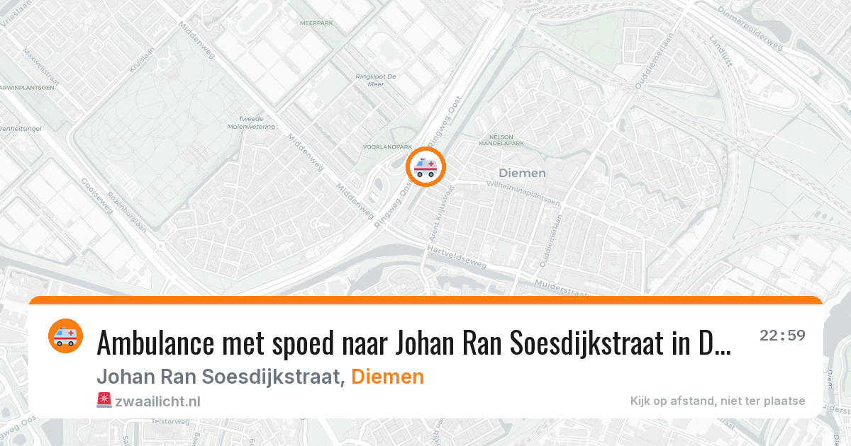 Ambulance met spoed naar Johan Ran Soesdijkstraat in Diemen — 7 jul 2026