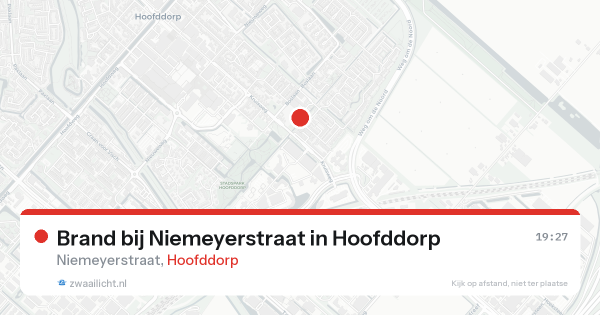 Brand bij Niemeyerstraat in Hoofddorp — 21 aug 2026