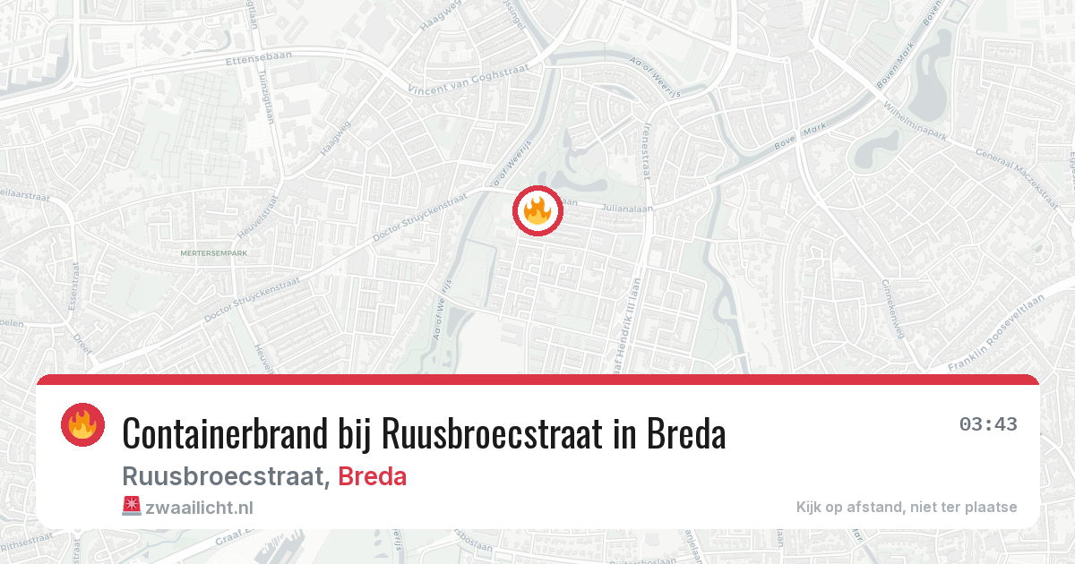 Containerbrand bij Ruusbroecstraat in Breda — 17 jul 2026