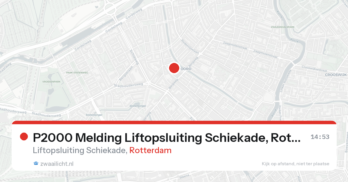 P2000 Melding Liftopsluiting Schiekade, Rotterdam — 7 feb 2026