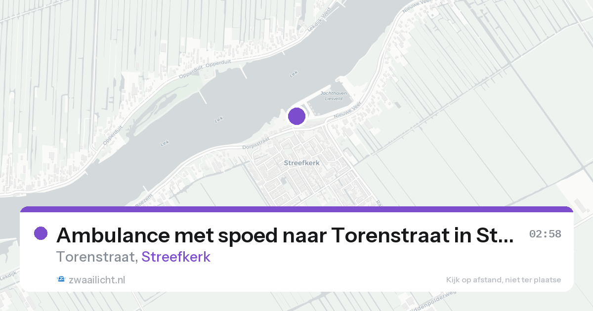 Ambulance met spoed naar Torenstraat in Streefkerk — 16 aug 2026