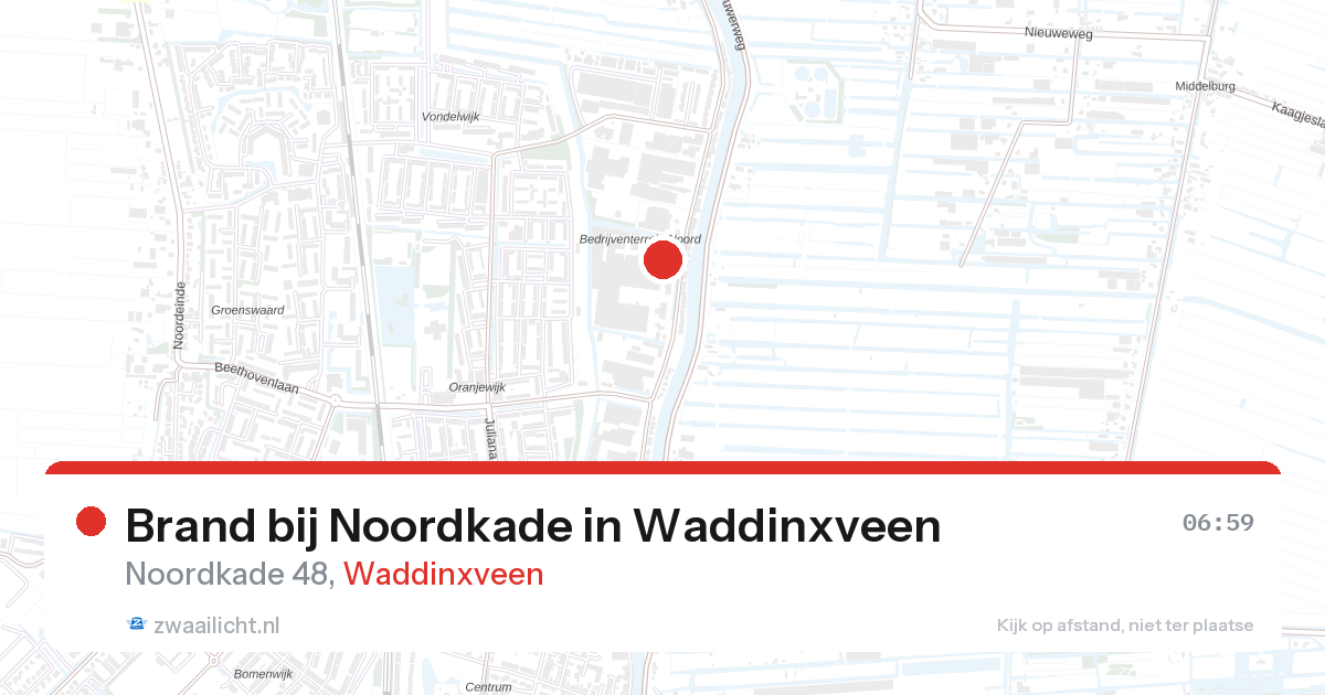 Brand bij Noordkade in Waddinxveen — 20 jun 2026