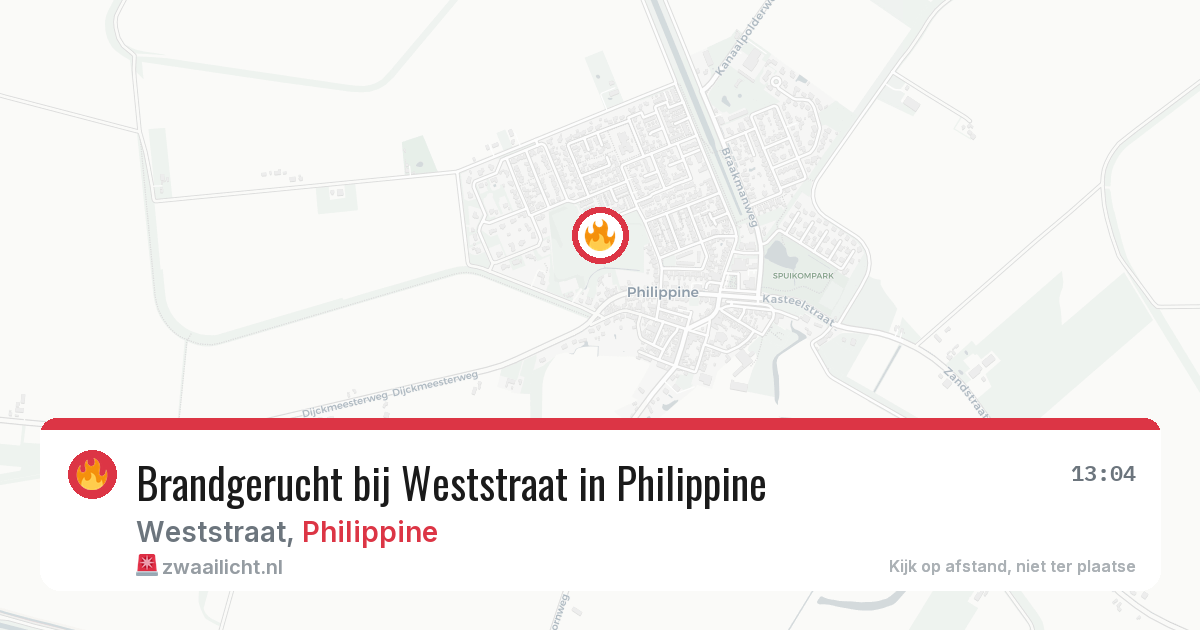 Brandgerucht bij Weststraat in Philippine — 6 jul 2026