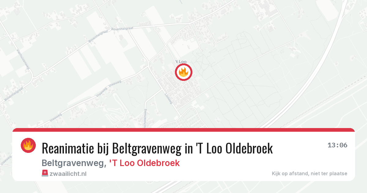 Reanimatie bij Beltgravenweg in 'T Loo Oldebroek — 13 aug 2026