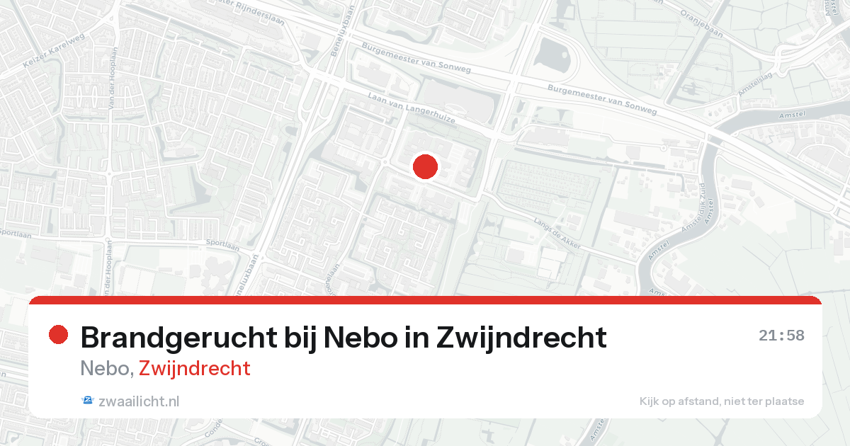 Brandgerucht bij Nebo in Zwijndrecht — 16 aug 2026