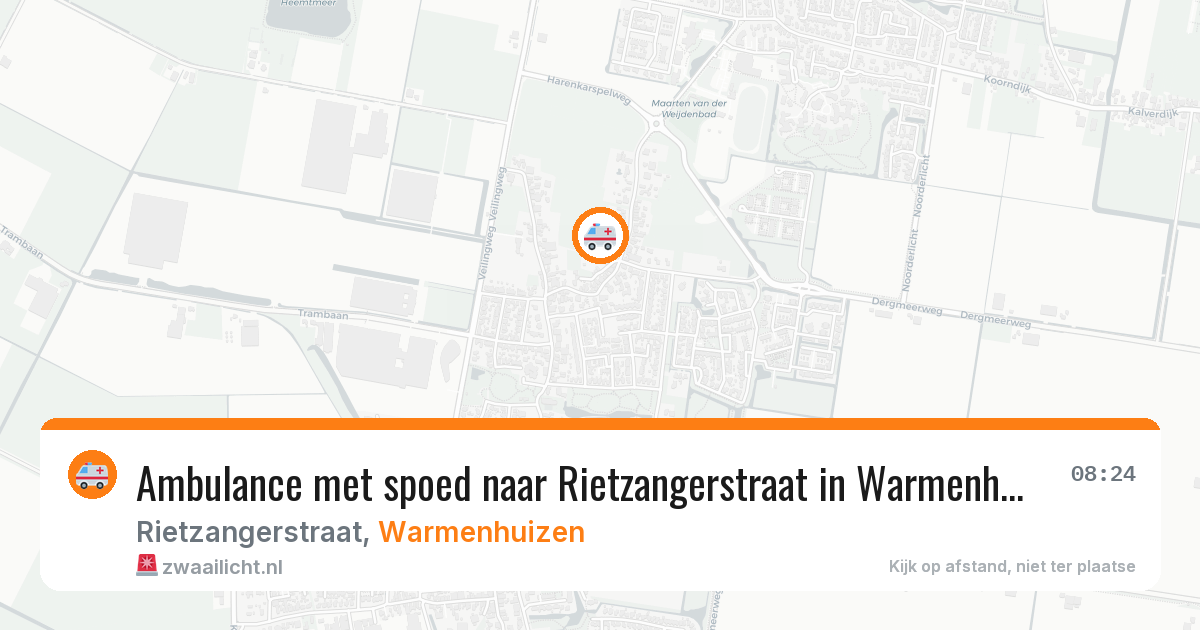 Ambulance met spoed naar Rietzangerstraat in Warmenhuizen — 6 aug 2026