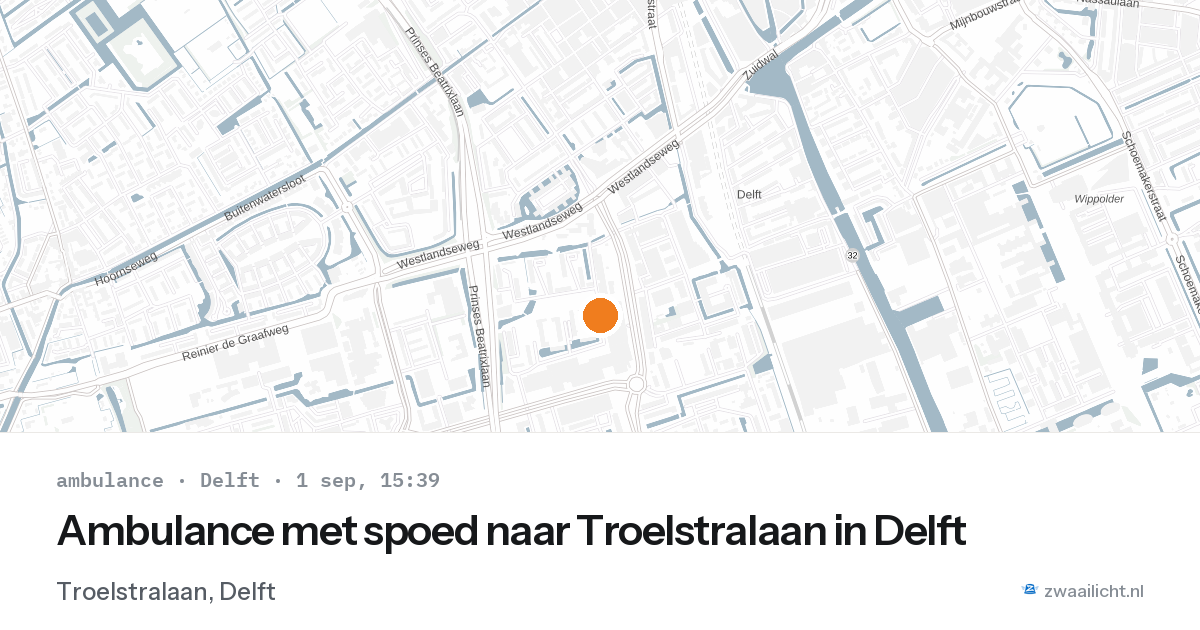 Ambulance met spoed naar Troelstralaan in Delft — 1 sep 2026