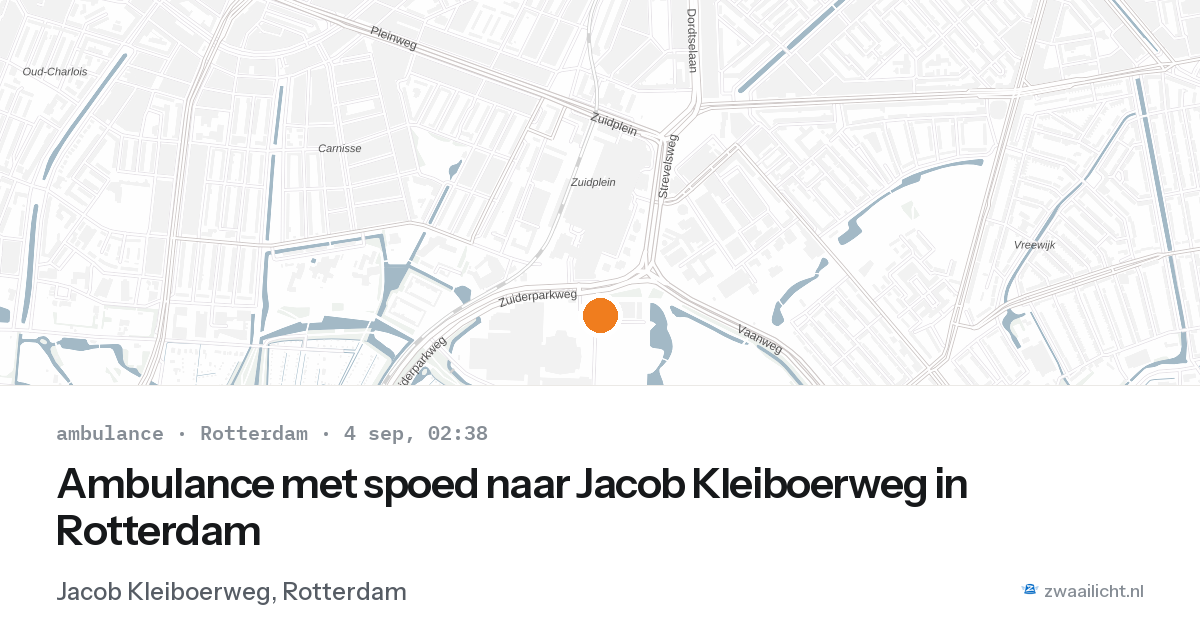 Ambulance met spoed naar Jacob Kleiboerweg in Rotterdam — 4 sep 2026