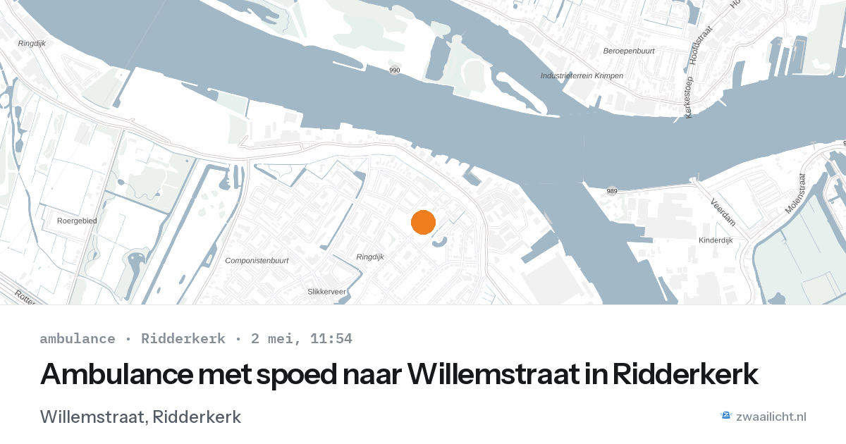 Ambulance met spoed naar Willemstraat in Ridderkerk — 2 mei 2026