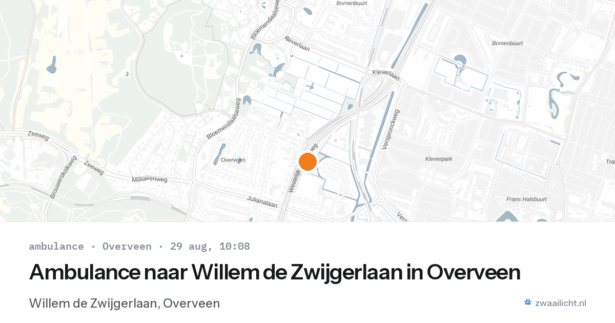 Ambulance naar Willem de Zwijgerlaan in Overveen — 29 aug 2026