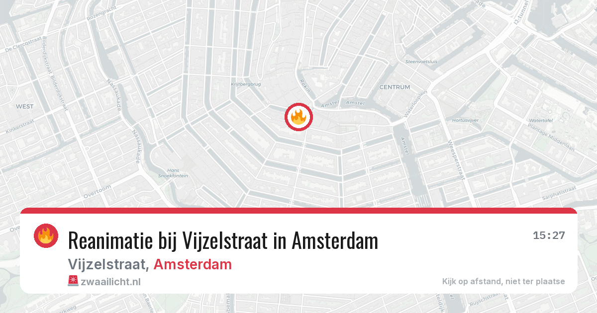 Reanimatie bij Vijzelstraat in Amsterdam — 23 jun 2026