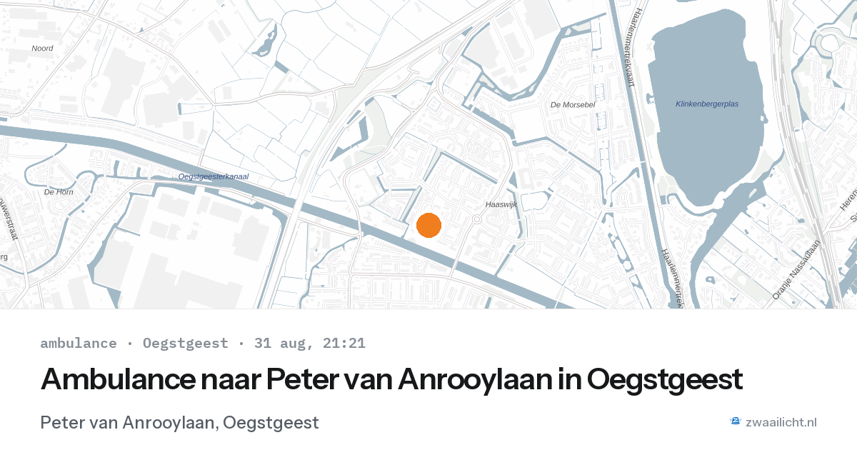 Ambulance naar Peter van Anrooylaan in Oegstgeest — 31 aug 2026